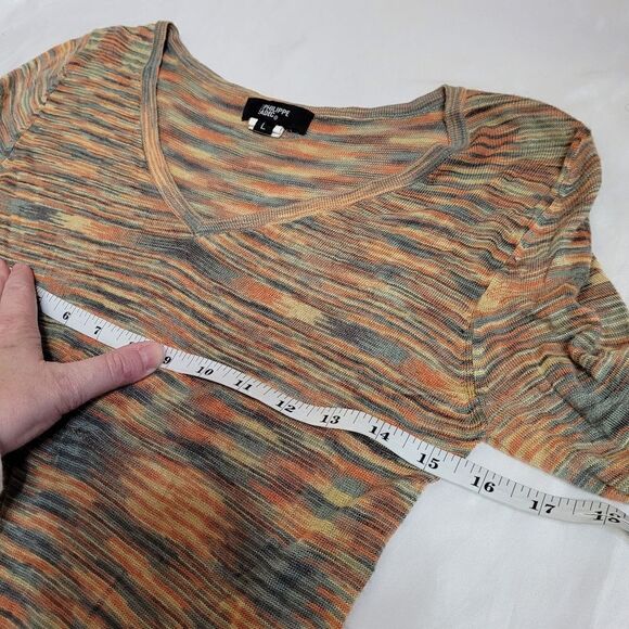 Y2K PHILIPPE ADEC Paris spacedye long sleeve v-neck tunic top M - Picture 6 of 7